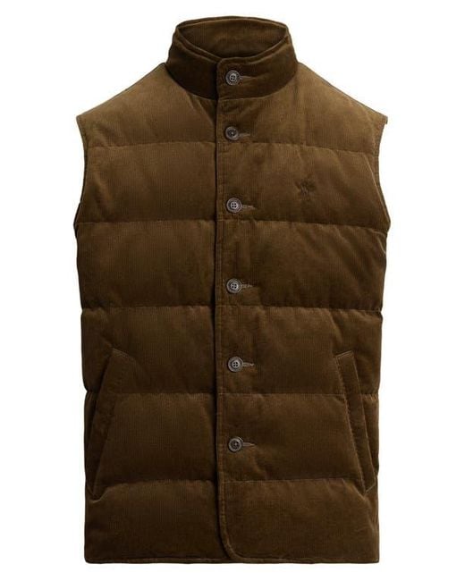 Polo Ralph Lauren Brown 12 Wale Corduroy 650 Fill Power Down Vest for men