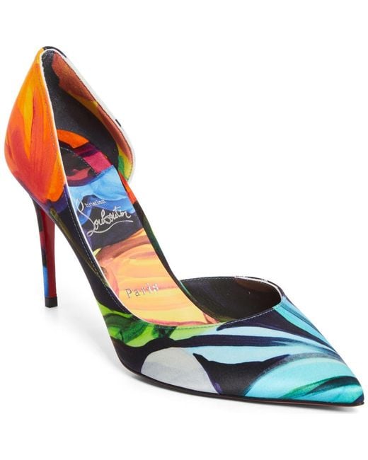 Christian Louboutin Blue Iriza Flower Pointed Toe Half D'Orsay Pump