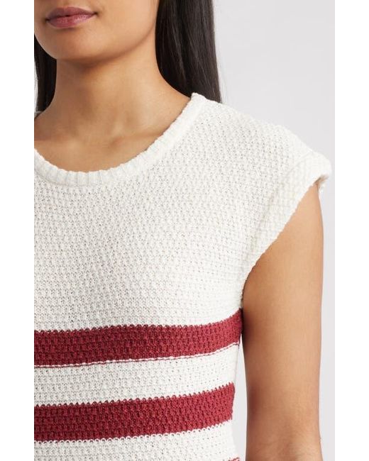 ZOE AND CLAIRE Red Placed Stripe Cotton Sweater Dress