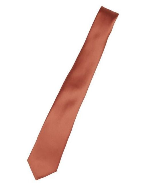 Brooklyn Brigade Orange Solid Satin X-Long Tie for men