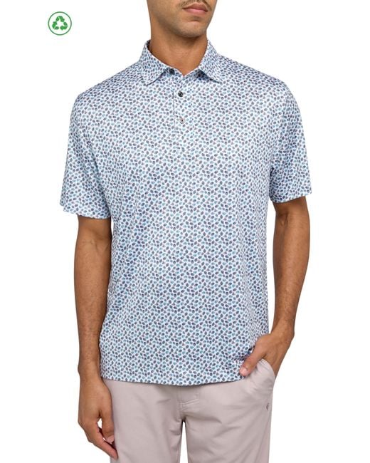 Con.struct Blue Regular Fit Micro Mexi Skulls Print Recycled Performance Golf Polo for men