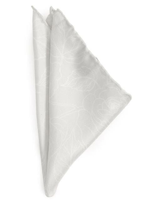 Cufflinks Inc. White Floral Jacqard Silk Pocket Square for men