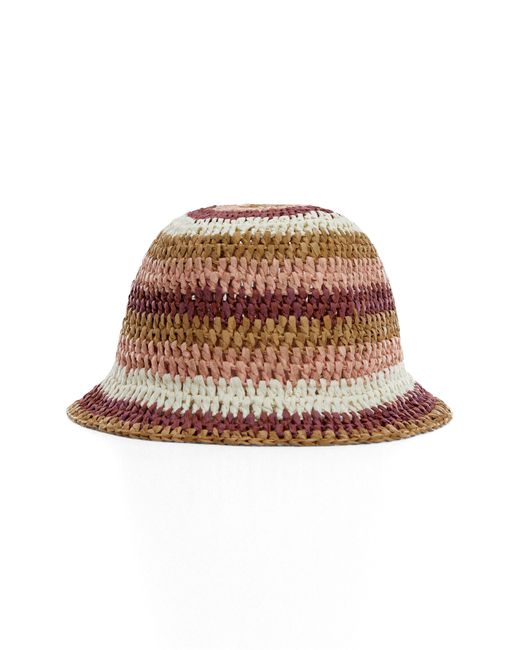 Mango Natural Stripe Woven Straw Bucket Hat