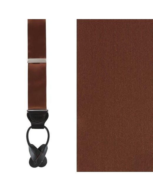 Trafalgar Brown Big & Tall Dutton Solid Colored Silk Button End Suspenders for men