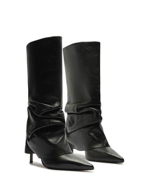 SCHUTZ SHOES Black Mikki Up Cloak Pointed Toe Boot