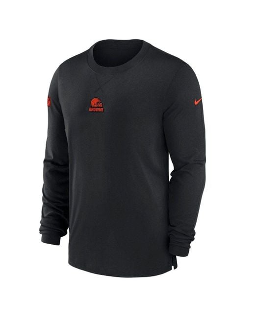 Men's Nike Gray Cleveland Browns Sideline Coach Chevron Lockup Quarter-Zip Long Sleeve Top Size: Medium