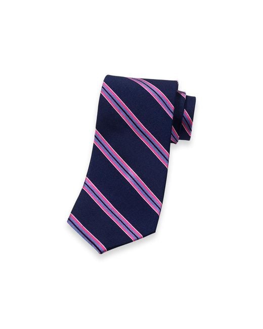 Paul Fredrick Blue Patterned Woven Silk Tie for men