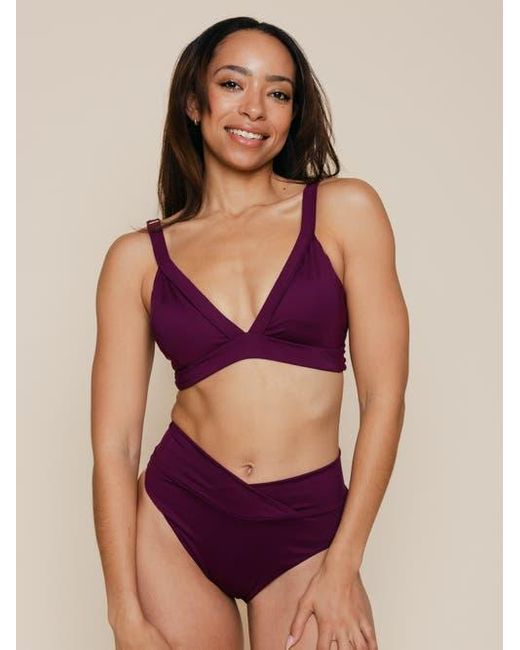 Kitty and Vibe Purple Banded Triangle Bikini Top