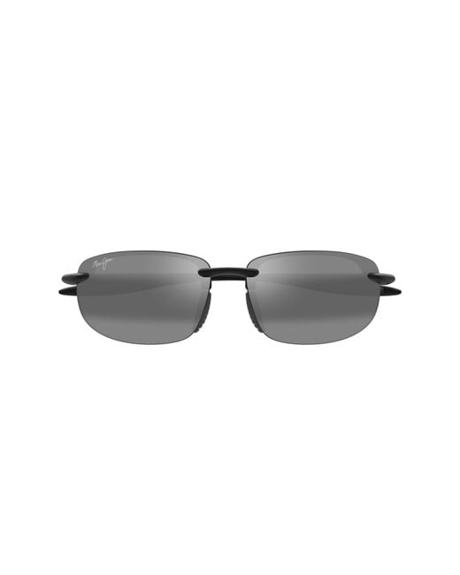 Maui Jim Black Ho'Okipa Ultra Special Fit Polarizedplus2 60Mm Rectangular Sunglasses