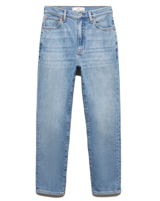 Mango Blue High Waist Crop Slim Jeans