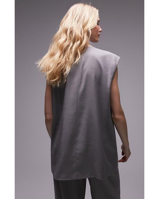 TOPSHOP Gray Tonic Oversize Vest