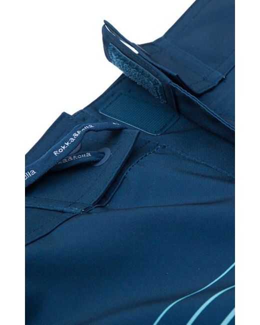 Rokka&Rolla Blue 4-Way Stretch Performance Board Shorts for men