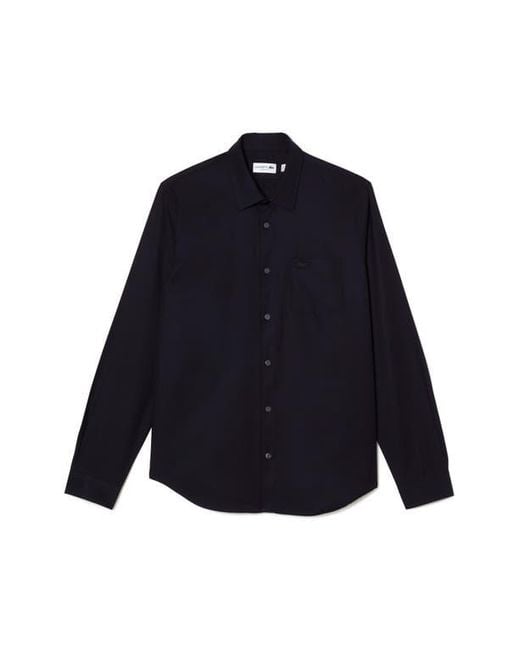 Lacoste Blue Regular Fit Solid Poplin Button-Up Shirt for men