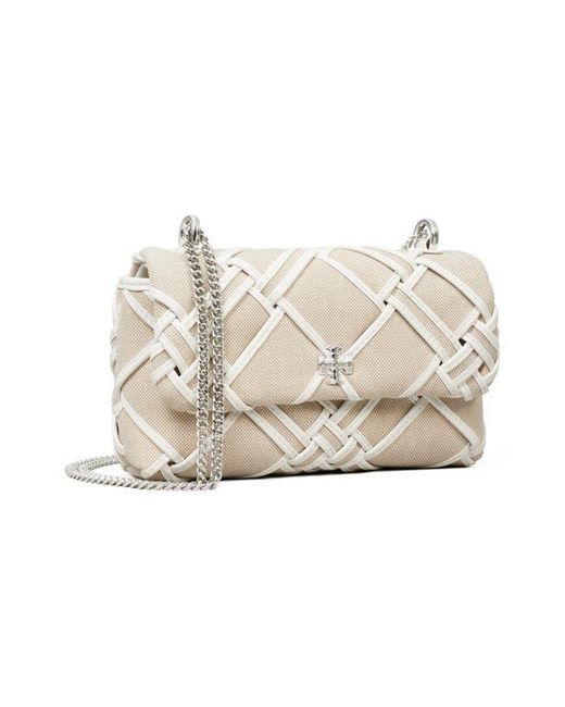 Tory Burch Natural Mini Kira Woven Canvas Convertible Crossbody Bag
