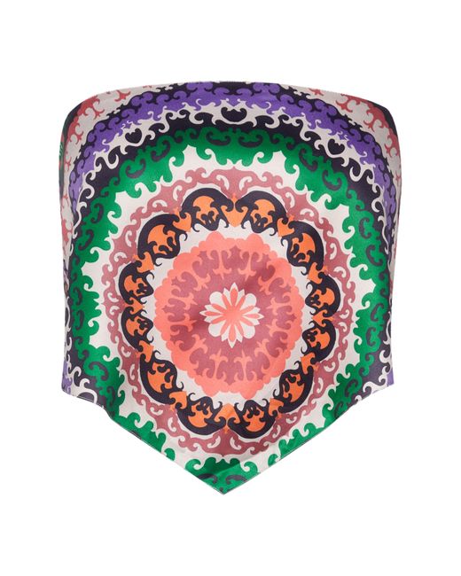 Nasty Gal Multicolor Boho Print Strapless Satin Handkerchief Top