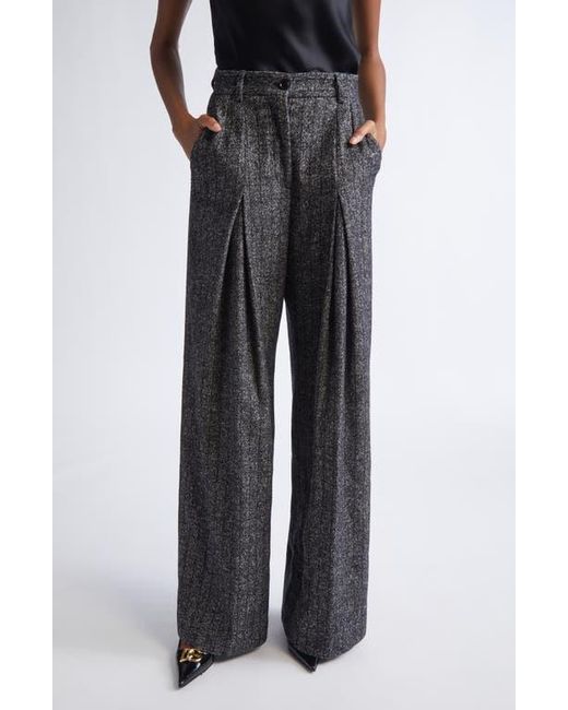 Dolce & Gabbana Gray Pleated Stripe Virgin Wool Blend Pants