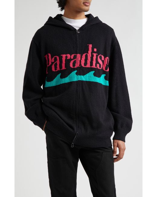 The Elder Statesman Black Paradise Full Zip Hooded Sweater