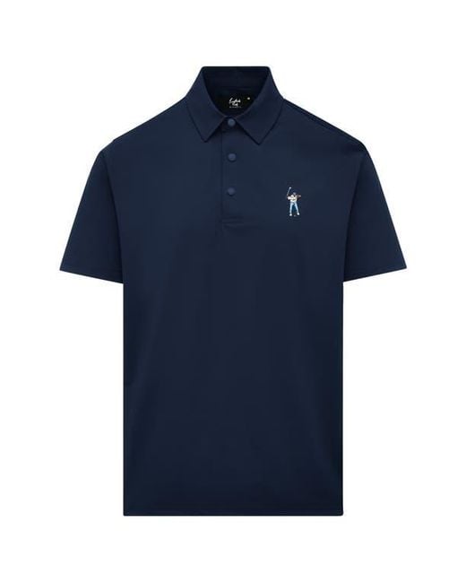 EASTSIDE GOLF Blue Snap Placket Performance Golf Polo for men