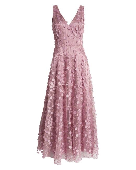 Eliza J Purple 3d Floral Evening Gown