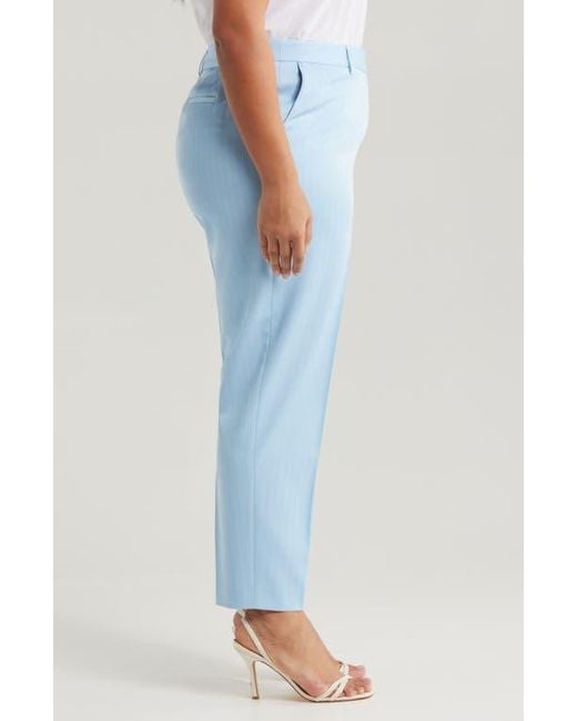 Tahari Blue Classic Pinstripe Straight Leg Pants