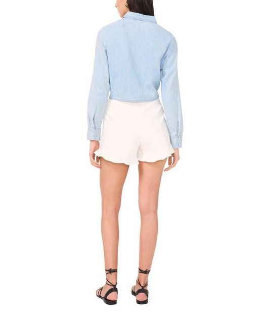 Vince Camuto Blue Utility Tie Hem Chambray Button-Up Shirt