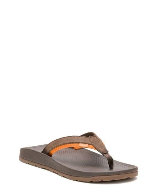Chaco Brown Lowdown Leather Flip Flop for men