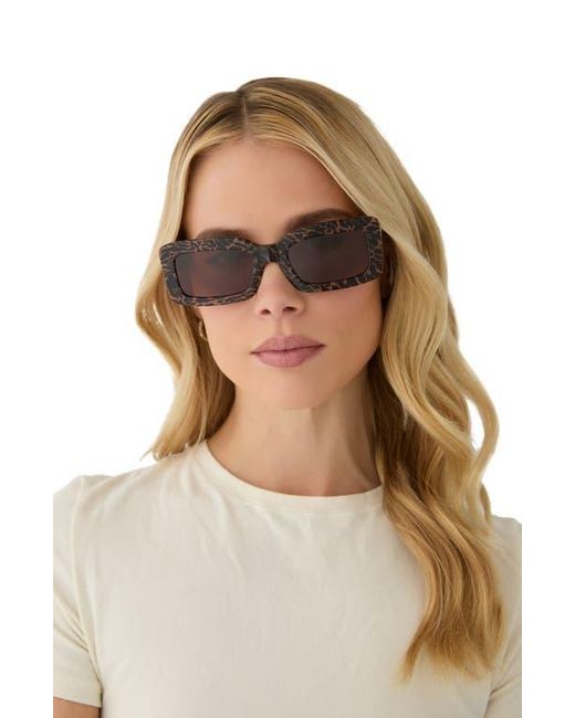 DIFF Brown Indy 51Mm Polarized Rectangular Sunglasses