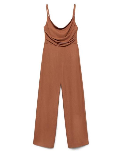 Mango Brown Cowl Neck Wide Leg Jumpsuit