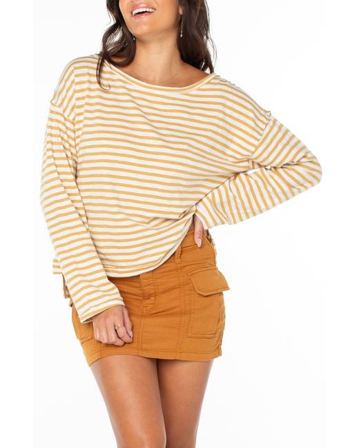 Roxy Brown Good Vibes Stripe Top