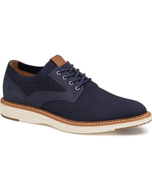 Johnston & Murphy Blue Upton Plain Toe Knit Derby for men