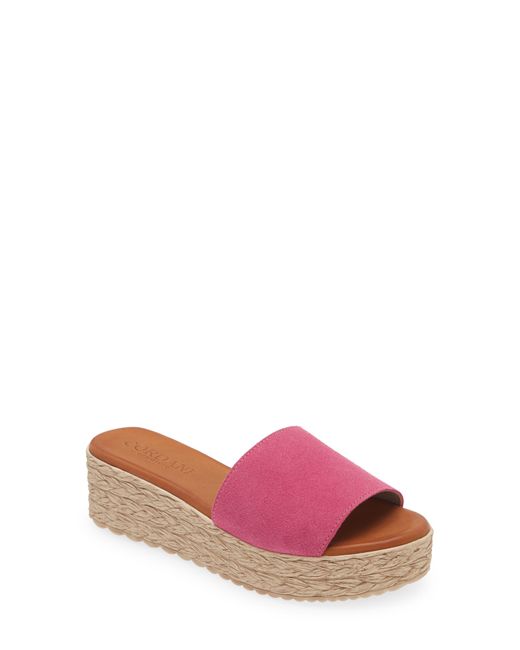 Cordani Pink Bizzy Espadrille Platform Wedge Slide Sandal
