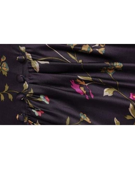 lisbeth floral cap sleeve satin midi dress Petal And Pup Lisbeth Floral Cap Sleeve Satin Midi Dress In Green Floral