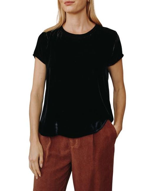 Bella Dahl Black Velvet Crewneck Top