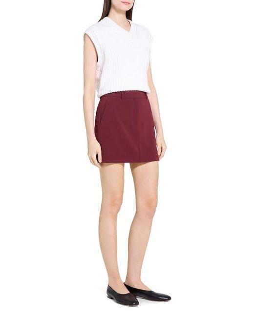 Theory Red Crepe Miniskirt