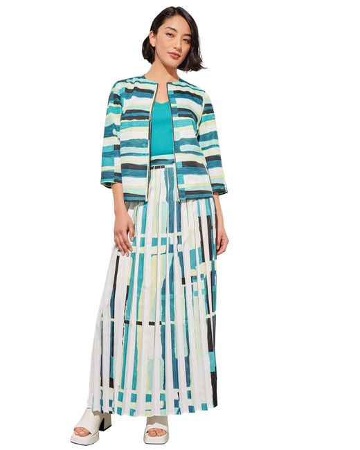 Ming Wang Blue Abstract Print A-line Skirt