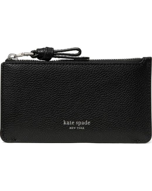 Kate Spade Black Loop Pebbled Leather Card Case