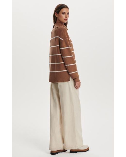 Varley Brown Hamish Split Turtleneck Sweater