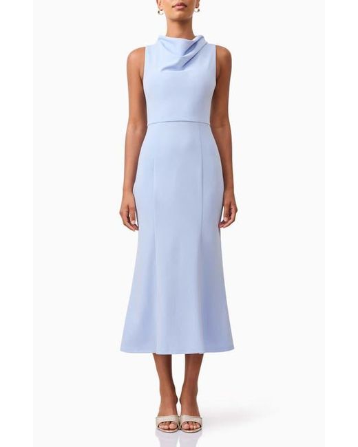 Elliatt Jamie Cowl Neck Cocktail Midi Dress in Blue