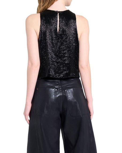 Twp Black Bugle Bead Crop Tank