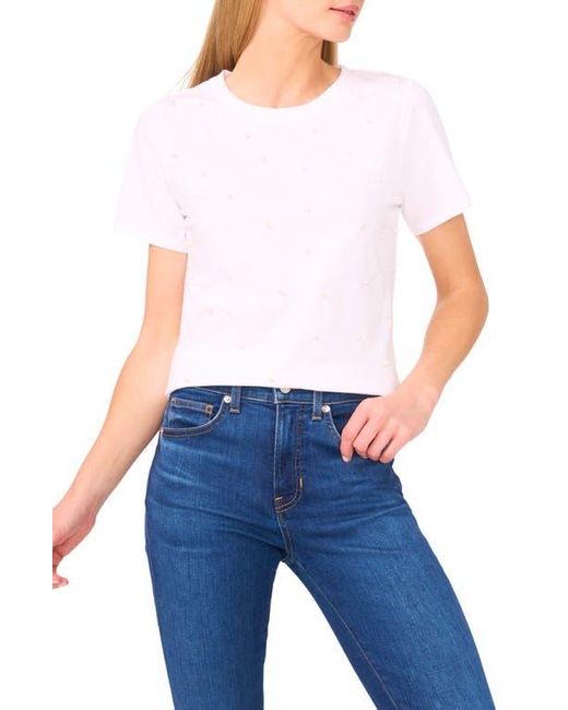 Cece Blue Pearly Beaded Top