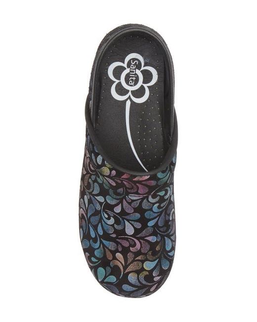 Sanita Black Plume Floral Print Clog