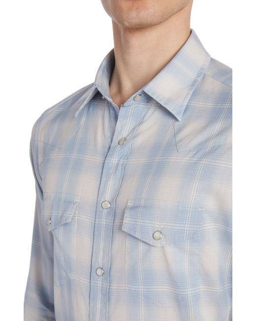 Tom Ford Blue Dégradé Plaid Brushed Cotton Snap-up Western Shirt for men
