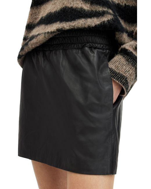 AllSaints Black Shana Leather Miniskirt