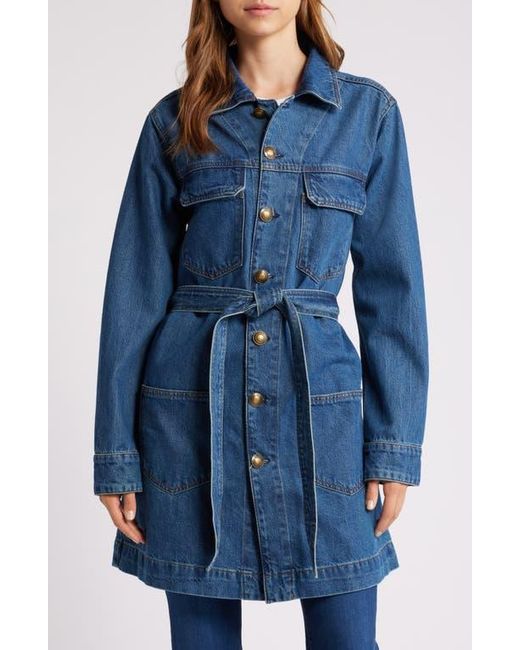 FRAME '70S Belted Denim Jacket in Blue | Lyst FRAME '70S Belted Denim Jacket in Blue | Lyst