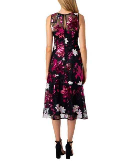 Sam Edelman Floral Sequin Strapless Midi Dress in Black | Lyst