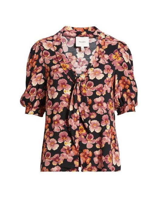Reformation Multicolor Joelle Floral Tie Neck Button-Up Top
