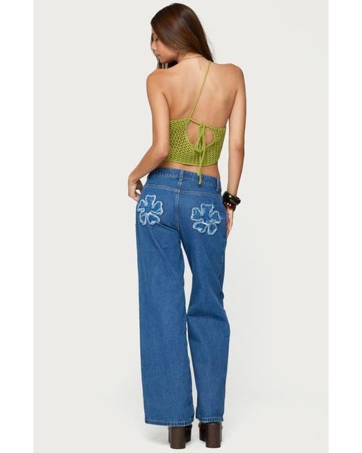 Edikted Green Daley Asymmetric One-Shoulder Sheer Crop Top