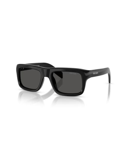 Prada Black 56Mm Rectangular Sunglasses for men