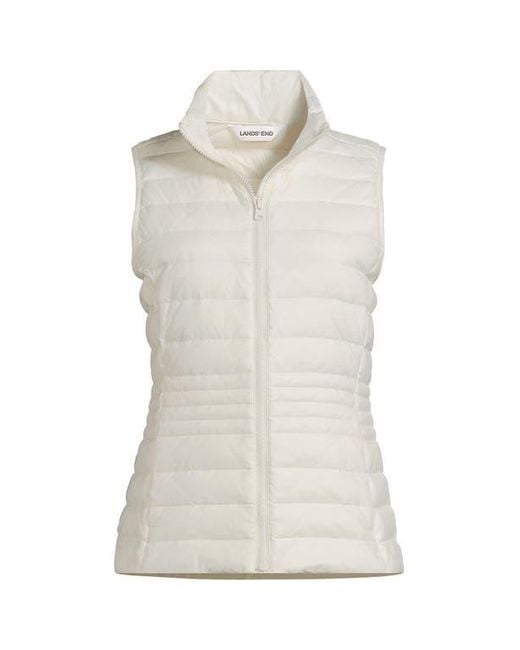 Lands' End White Wanderweight Packable Ultralight Down Vest