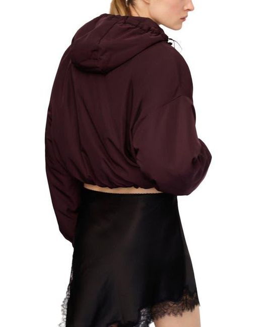 Mango Red Oversize Hooded Crop Zip Jacket